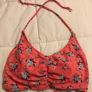 Floral pink tie Swim Top